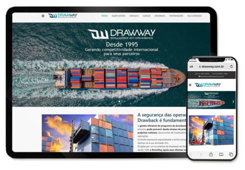 Visão em Tablet e Celular do projeto do website sobre Drawback da Drawway