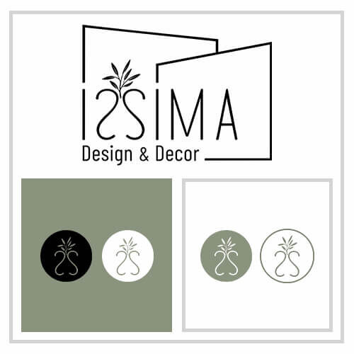 Logotipo e selos da Issima Design & Decor