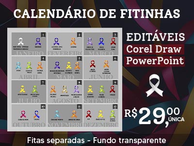 Calendário de fitinhas, Editáveis - Corel Draw - PowerPoint - R$ 29,00 ÚNICA - Fitas separadas - Fundo transparente Imagem de fitinhas